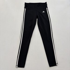 Adidas Climalite Leggings Womens Medium Black Trefoil Logo 3 Stripes Mid Rise